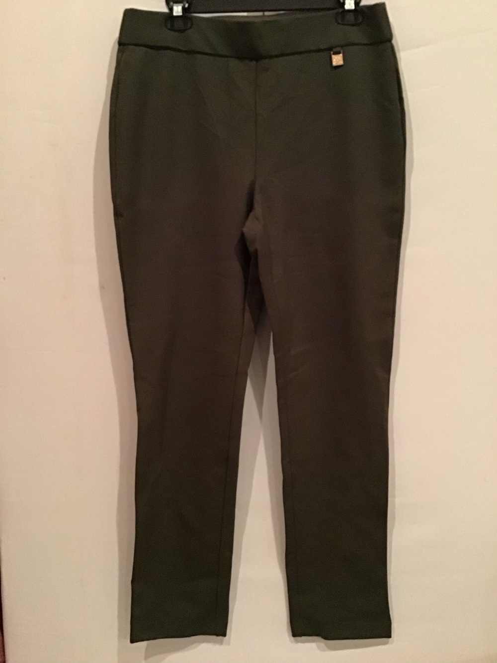 452 Women Olive Green Slim Fit Dress Pants